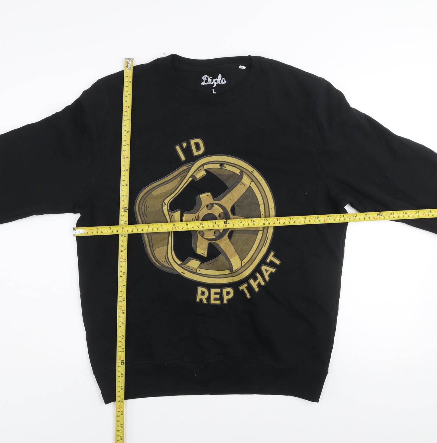 Diplo Men's Black Graphic Crew Neck Pullover Sweatshirt L