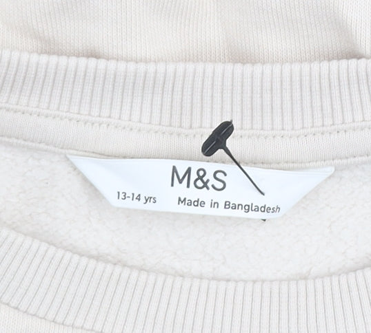Marks and Spencer Girls Beige Animal Print Pullover Sweatshirt 13-14 Years