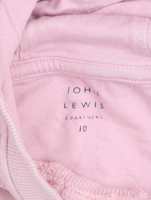 John Lewis Girls Pink Cotton Pullover Hoodie Age 10 Years