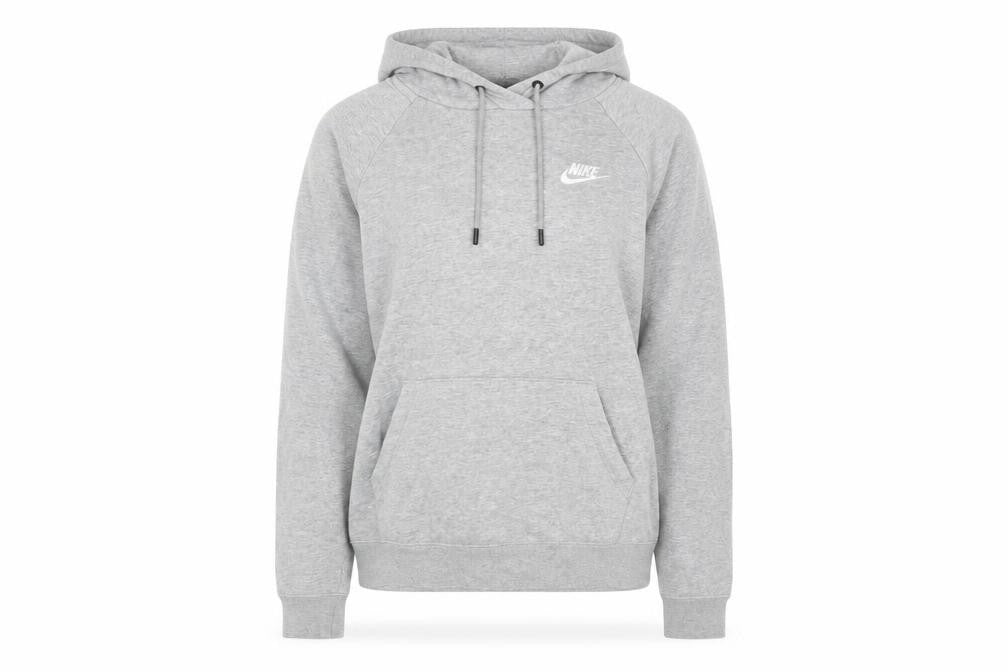 Nike Women Grey Pullover Hoodie XS Cotton Blend Casual Sweatshirt