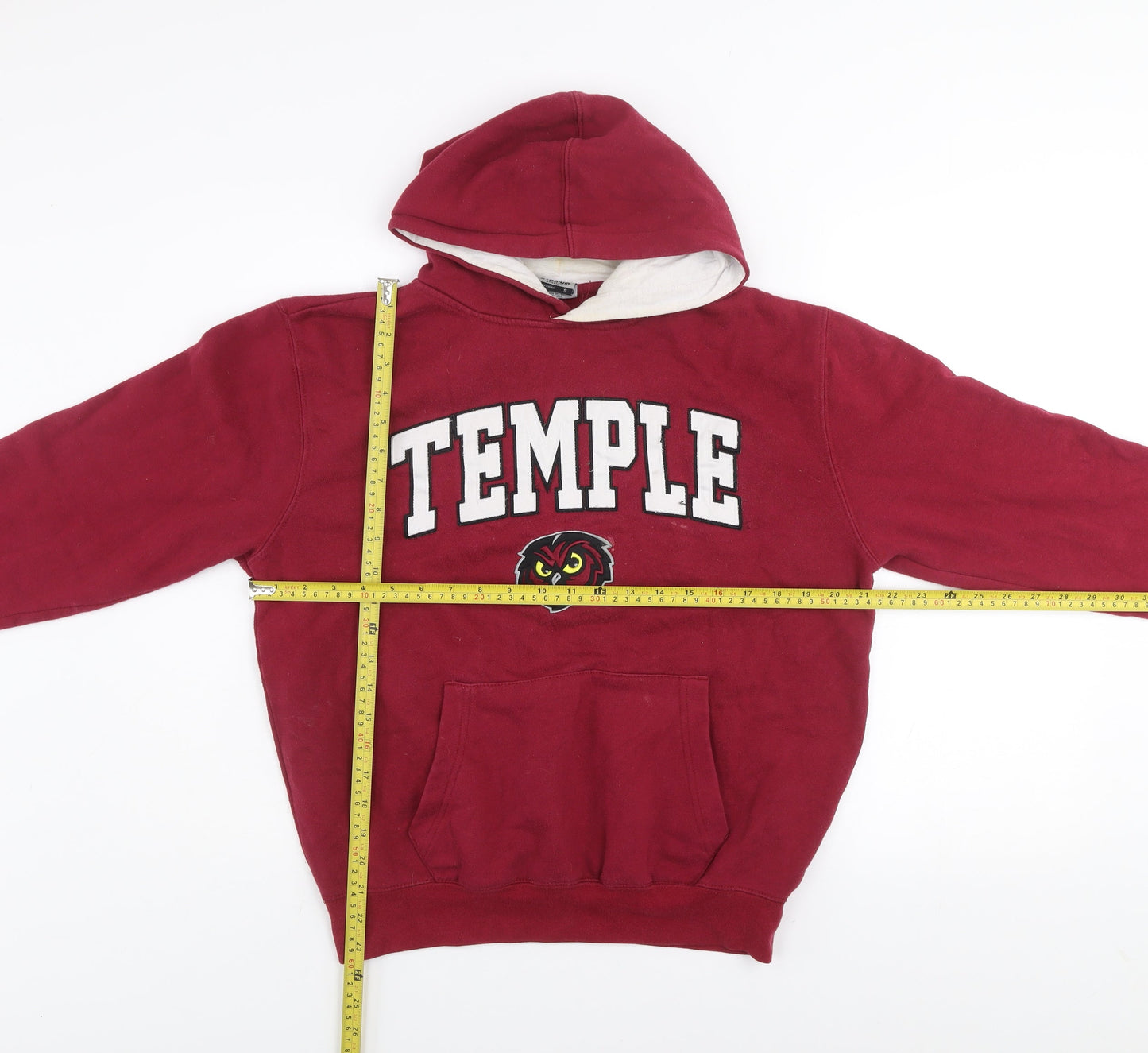 Stadium Athletics Men Red Temple Pullover Hoodie Size S