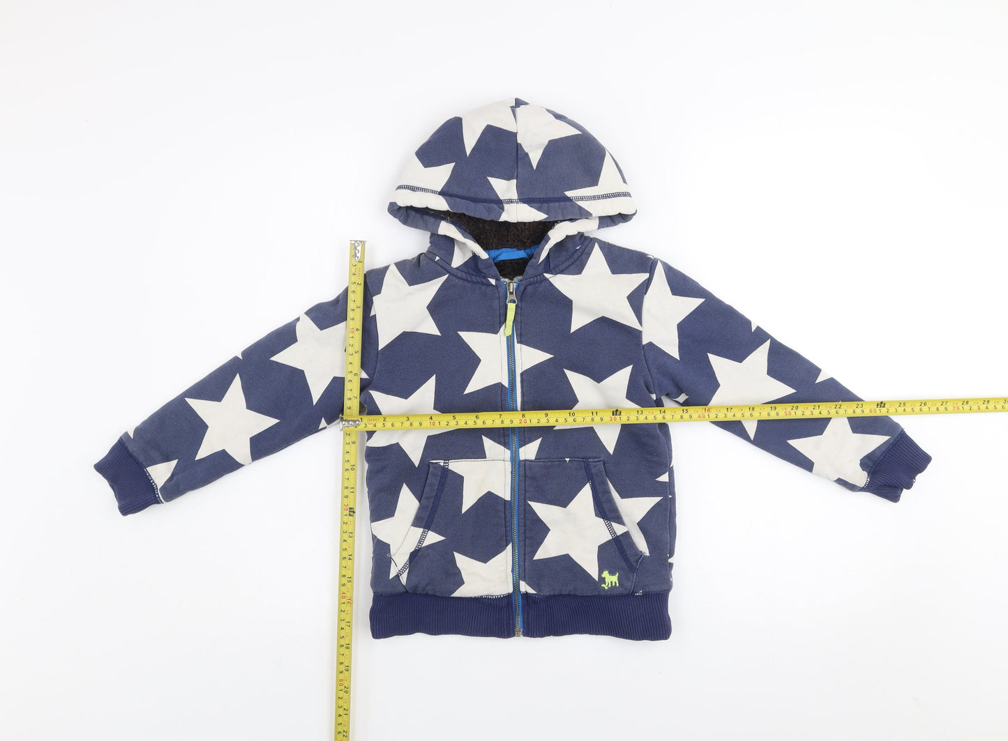 Mini Boden Girls Blue Star Print Hooded Zip Jacket 5-6 Years