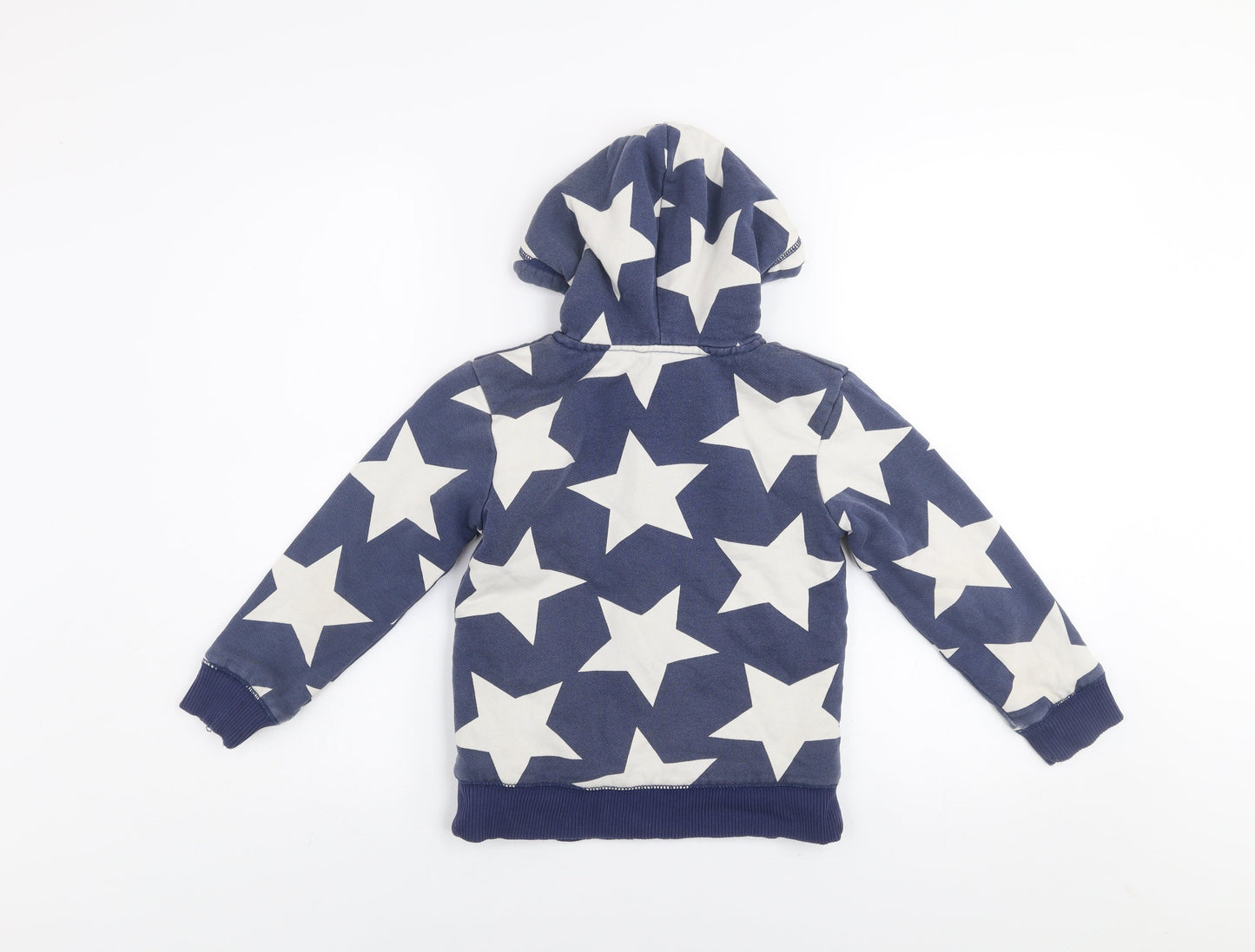 Mini Boden Girls Blue Star Print Hooded Zip Jacket 5-6 Years