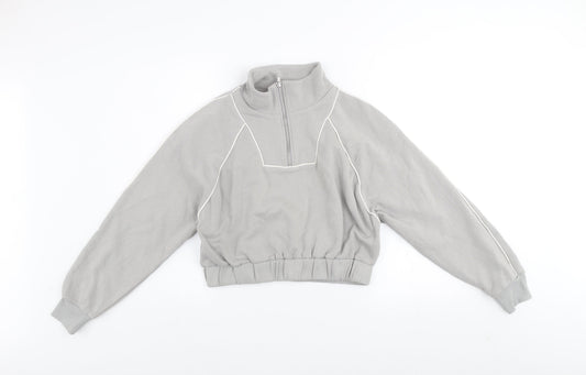 H&M Divided Women Grey Half Zip Sweatshirt Small Cotton Blend