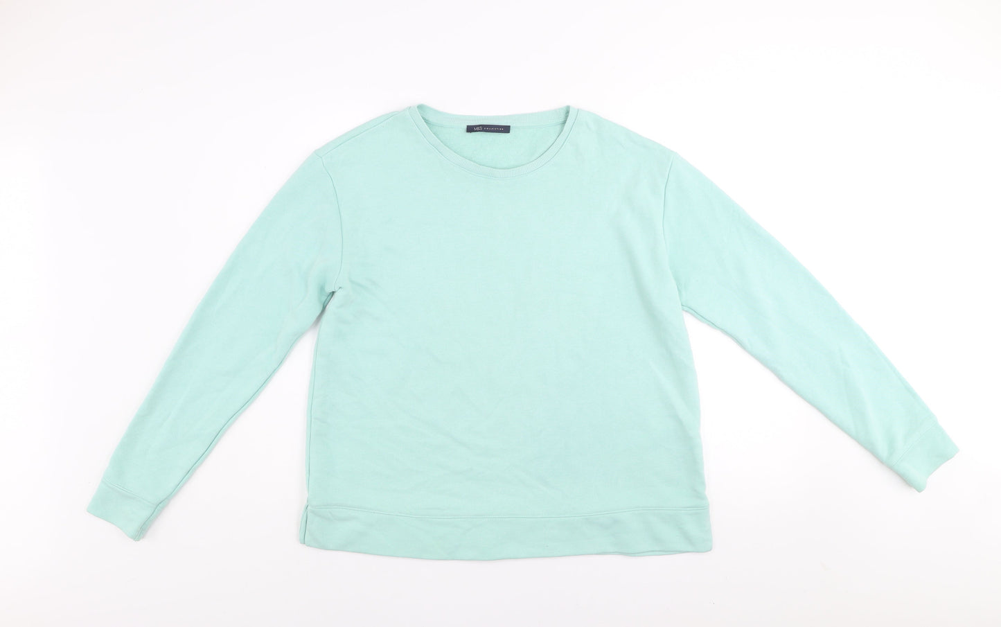 Marks and Spencer Women Mint Green Cotton Blend Pullover Sweatshirt UK 16