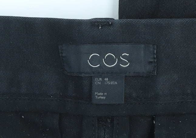 COS Men's Black Slim Fit Cotton Chino Trousers Size M