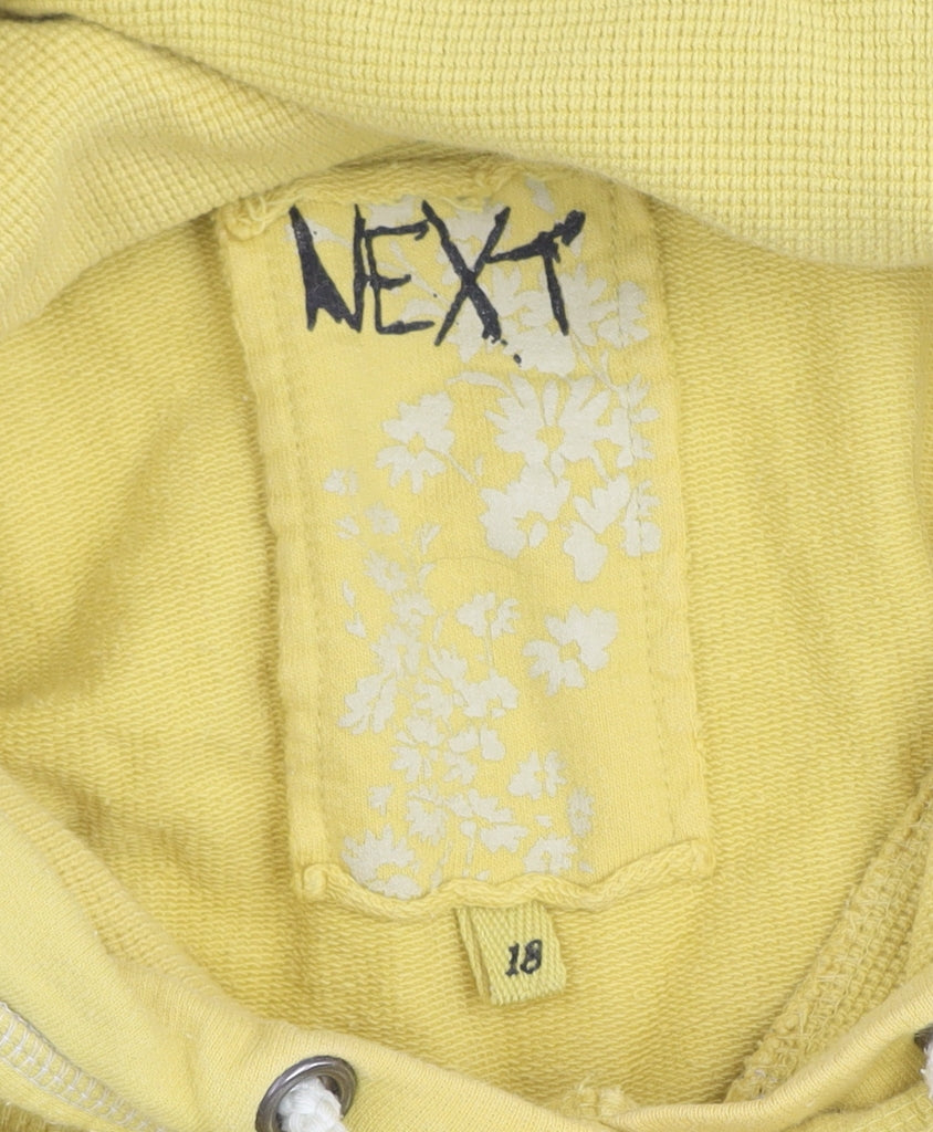 Next Women’s Yellow Hoodie Size 18 Cotton Pullover Graphic Print