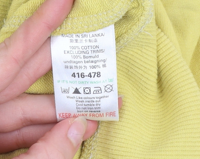 Next Women’s Yellow Hoodie Size 18 Cotton Pullover Graphic Print
