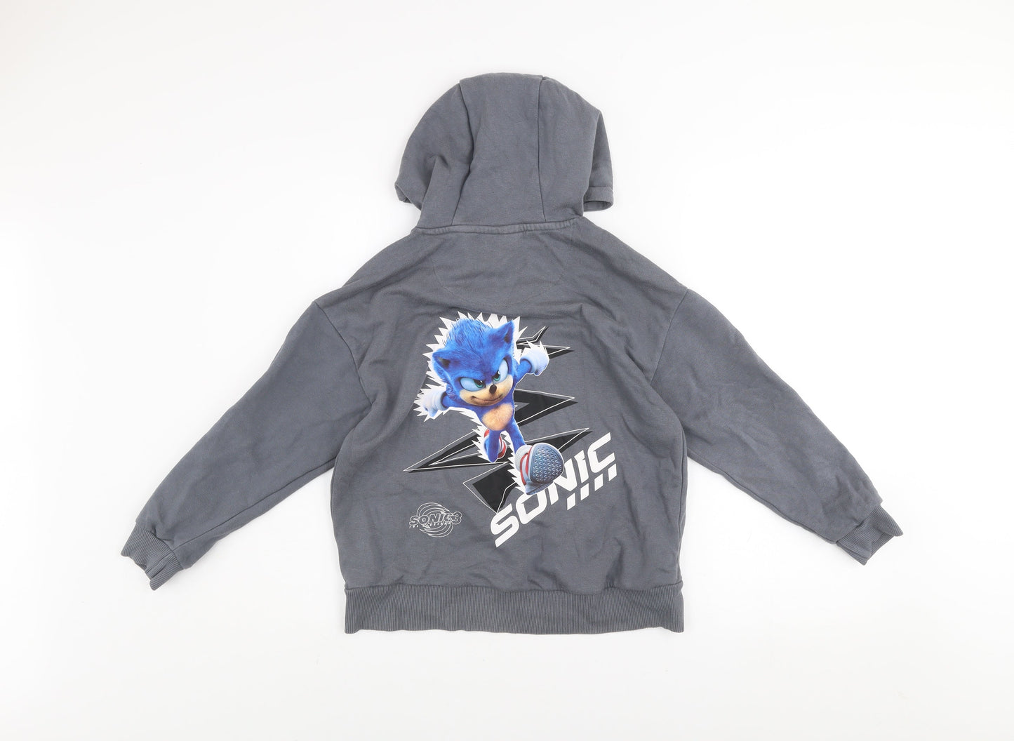 Sonic The Hedgehog Boys Grey Pullover Hoodie 8-9 Years Graphic Fleece