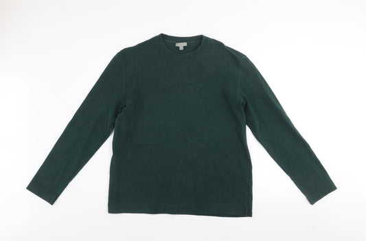 COS Men's Green Cotton Crew Neck L Pullover Sweatshirt