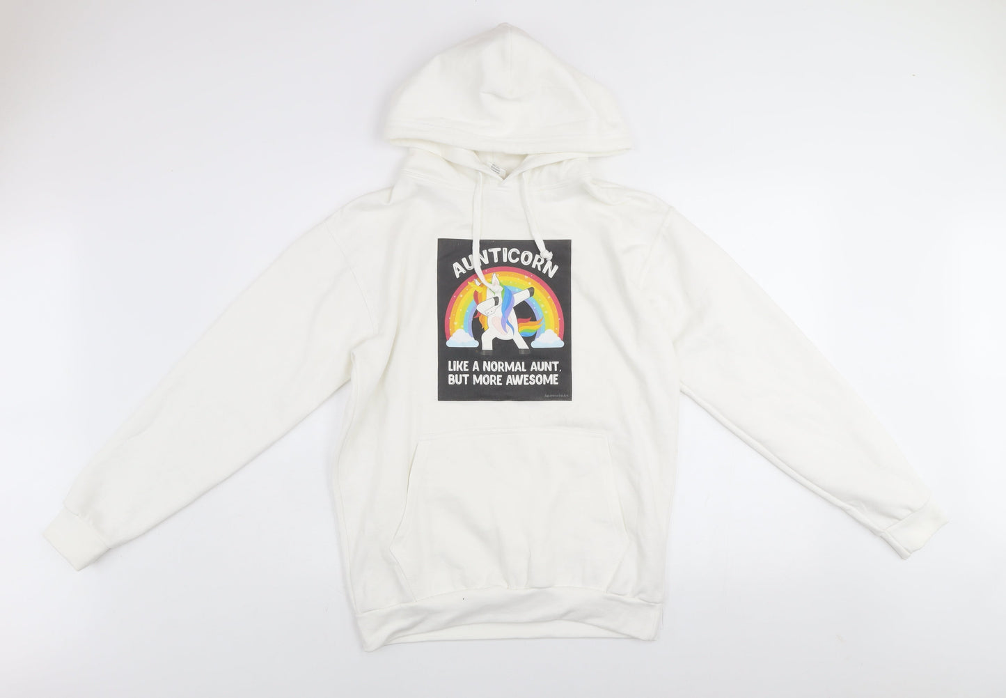 Stars & Stripes Women's White Pullover Hoodie Unicorn Graphic Size S