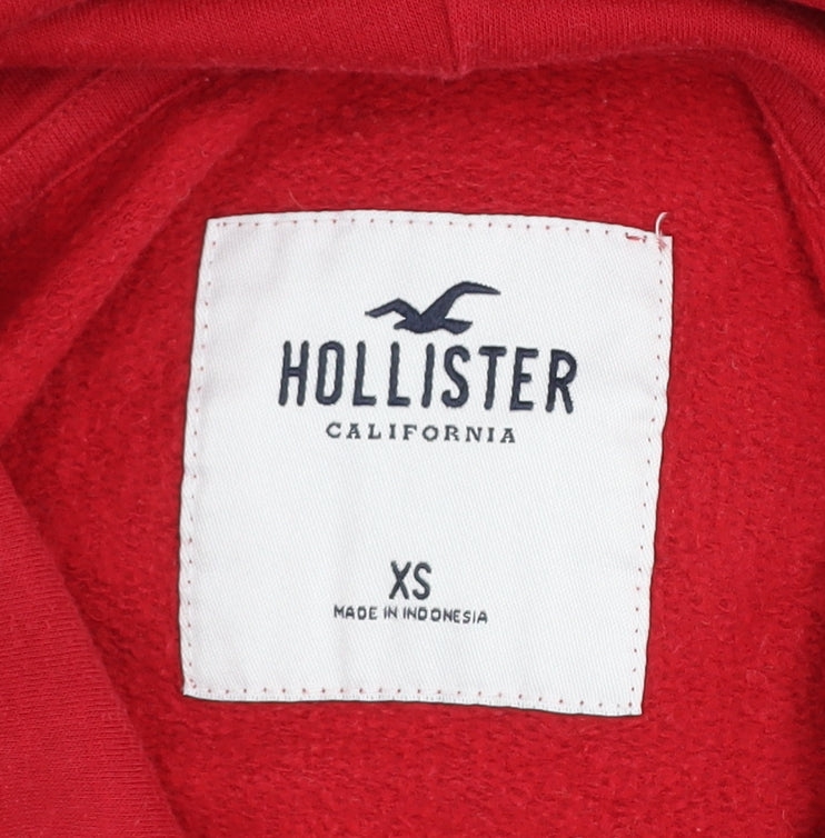 Hollister Men's Red Pullover Hoodie XS Graphic Logo Hooded Sweatshirt