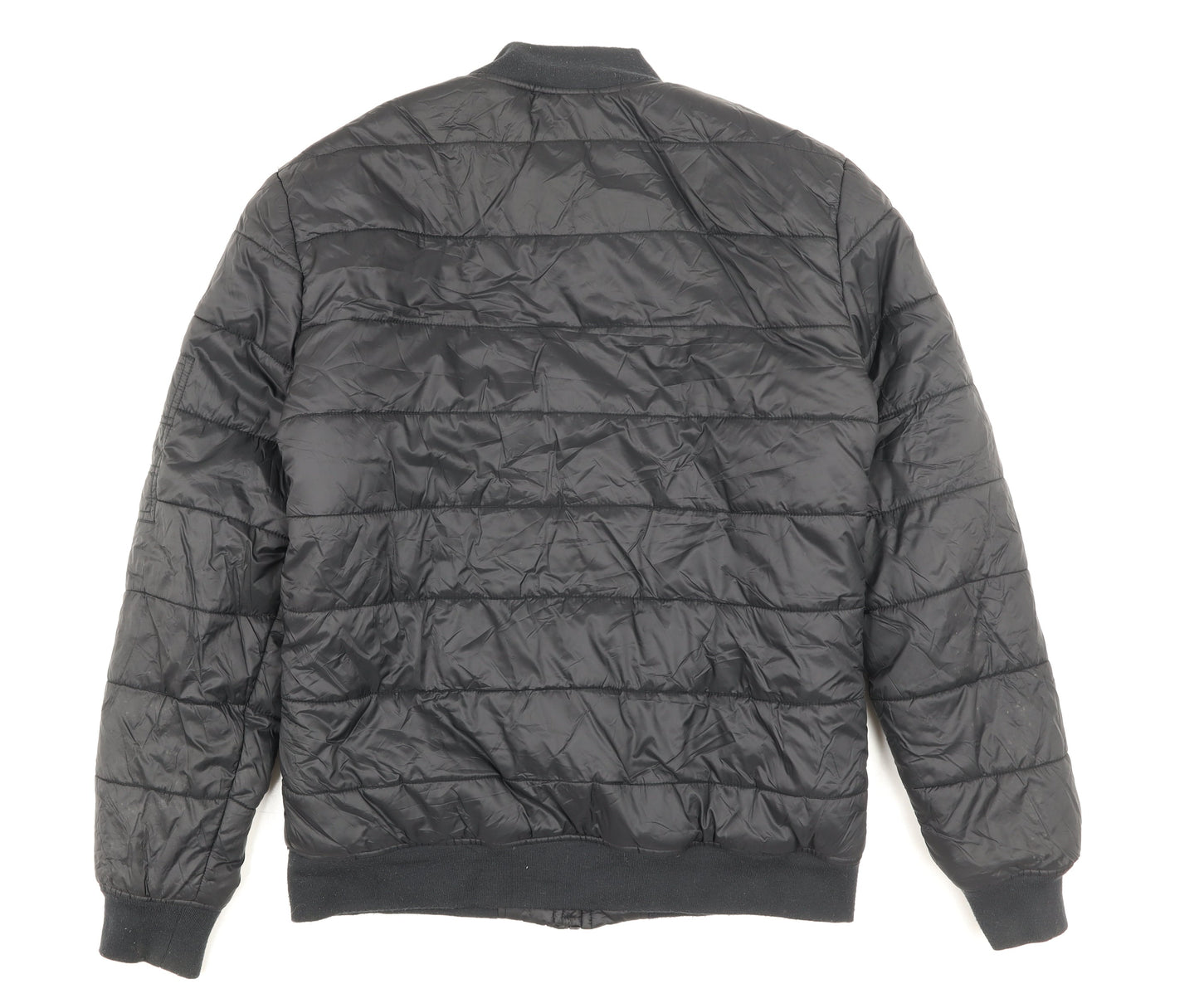 Blend Mens Black M Bomber Jacket Polyester Full Zip Lined Casual