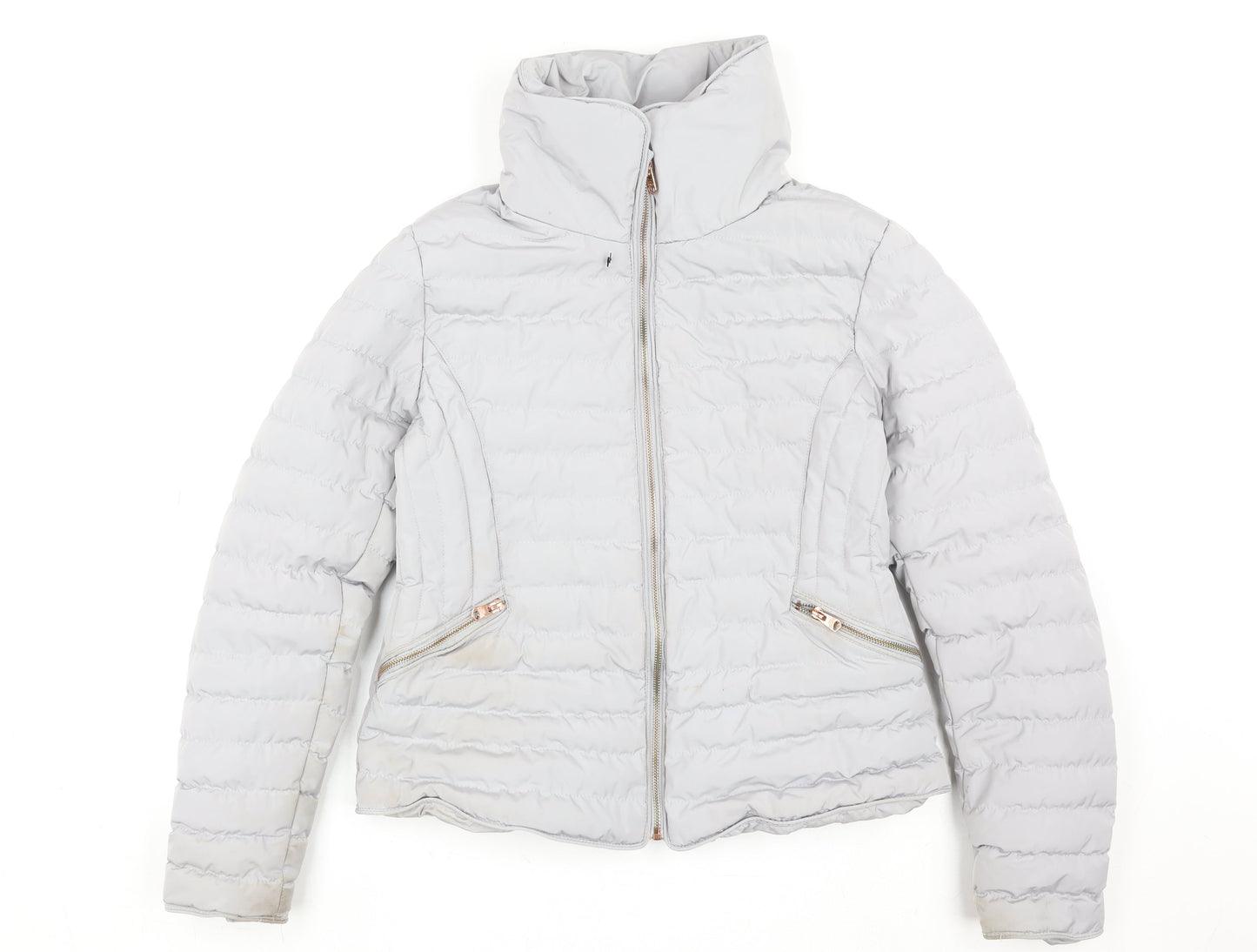 TKY Outfitters Women's Grey Puffer Jacket UK 12 Zip Lightweight