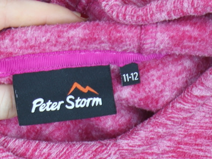 Peter Storm Teens Pink Fleece Hooded Activewear Jacket Size 11-12