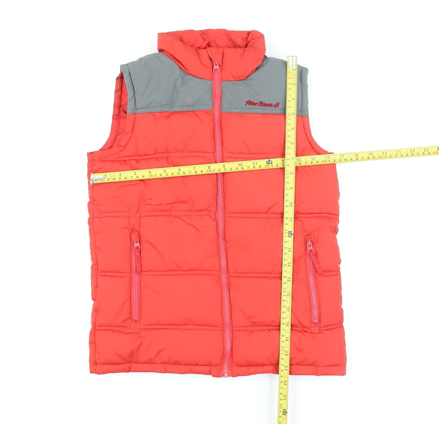 Peter Storm Boys Red Grey Puffer Bodywarmer Gilet 11-12 Years Insulated Zip
