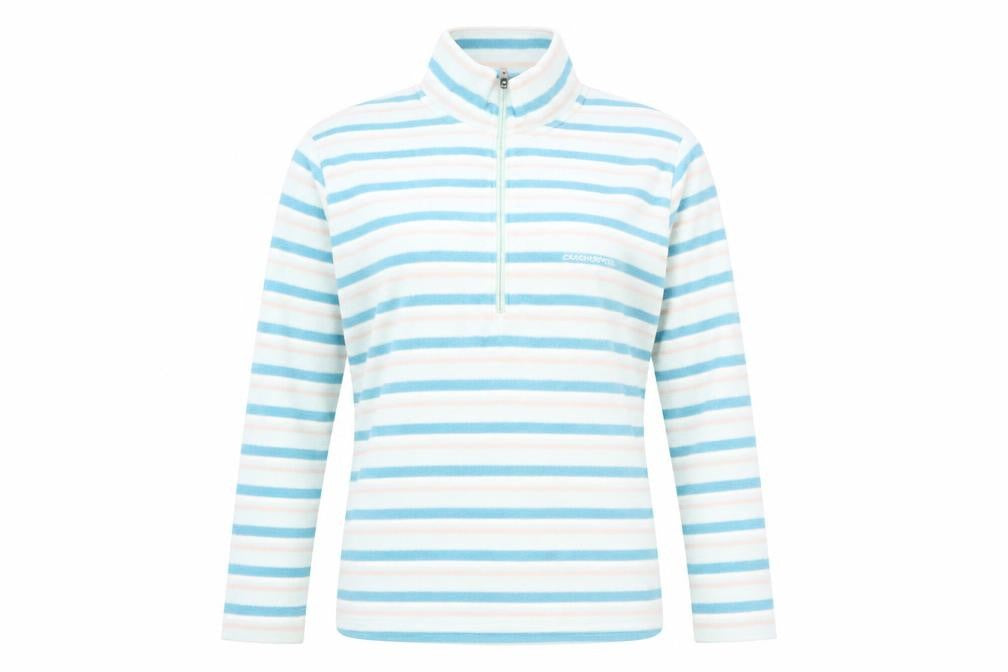 Craghoppers Women's Blue Striped Fleece Half Zip Jacket Size 10