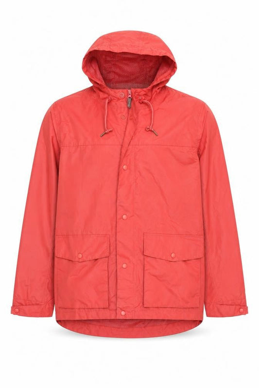 Cotton Traders Mens Red Waterproof Hooded Rain Coat Jacket L