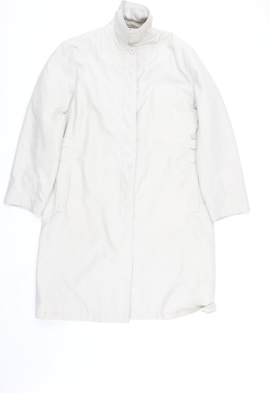 Dannimac Women's Beige Mid-Length Rain Coat M Lined Belted Waterproof