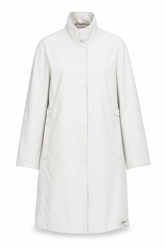 Dannimac Women's Beige Mid-Length Rain Coat M Lined Belted Waterproof
