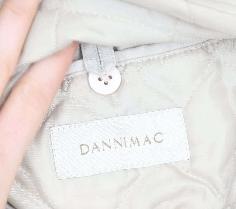 Dannimac Women's Beige Mid-Length Rain Coat M Lined Belted Waterproof