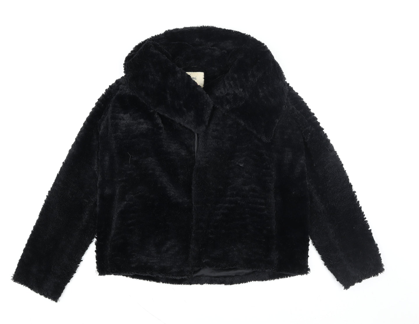Yumi Women Black Faux Fur Short Jacket Size 8