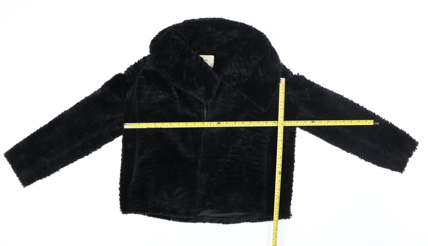 Yumi Women Black Faux Fur Short Jacket Size 8