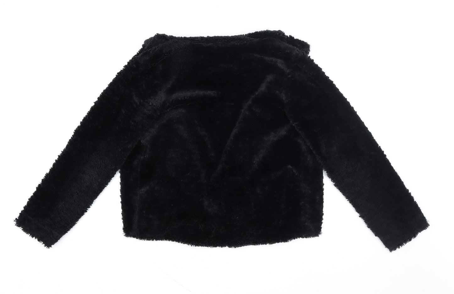 Yumi Women Black Faux Fur Short Jacket Size 8