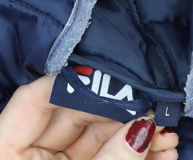 Fila Men's Blue L Hooded Puffer Jacket Waterproof Lightweight
