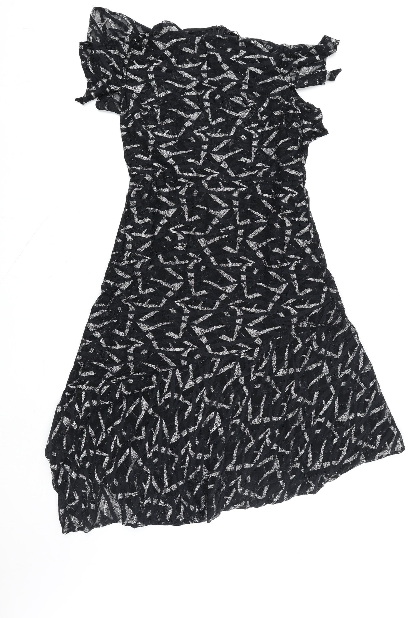 Marks and Spencer Women's Black Asymmetric Lace Party Dress Size 12