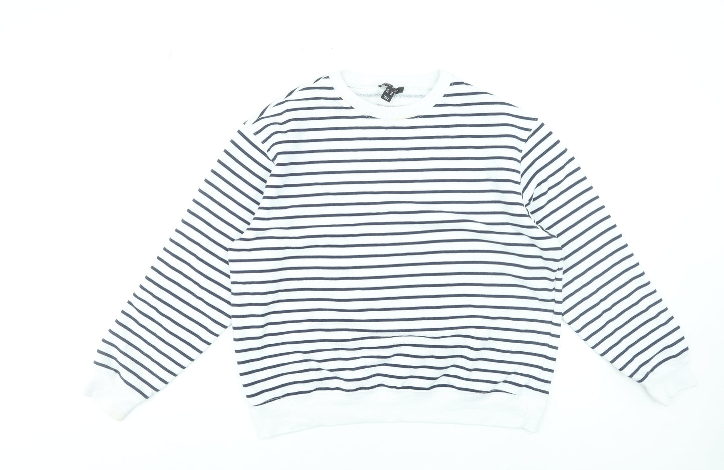 New Look Women’s White Striped Pullover Sweatshirt Size M