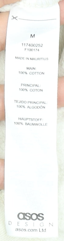 Brand and care label for ASOS DESIGN Men’s Ivory Pullover Hoodie M Graphic Silver Lake USA