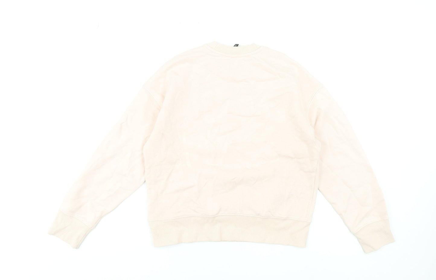 H&M Women Beige Paris Embroidered Pullover Sweatshirt XXS
