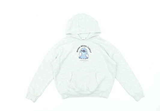 George Girls Grey Stitch 'Ohana Means Family' Pullover Hoodie 9-10 Years