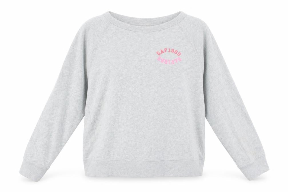 Gap Women Grey Crew Neck Pullover Sweatshirt L Cotton Blend Casual