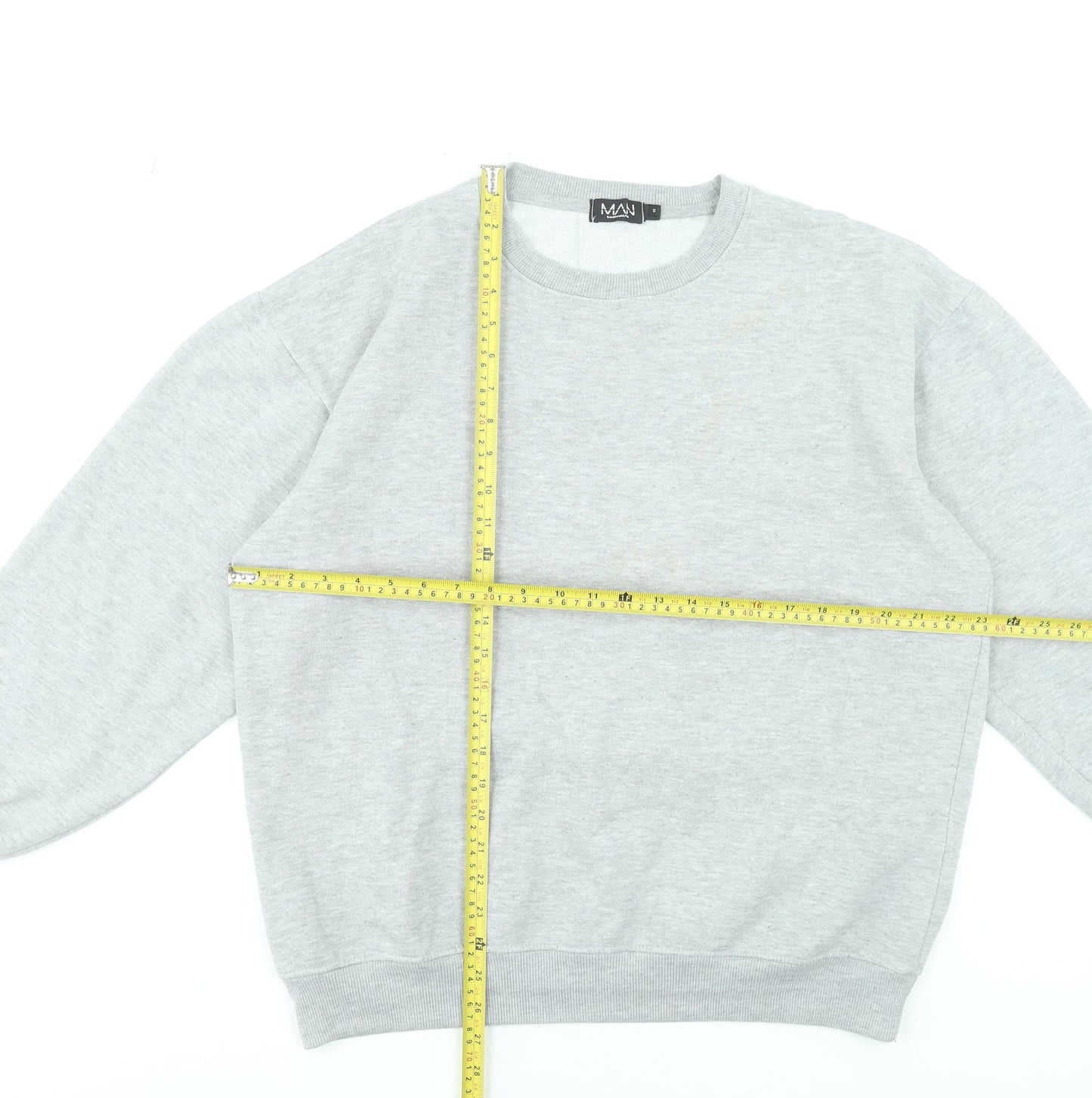 boohooMAN Men's Grey Sweatshirt Size S Regular Fit Crew Neck Pullover