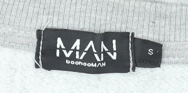 boohooMAN Men's Grey Sweatshirt Size S Regular Fit Crew Neck Pullover