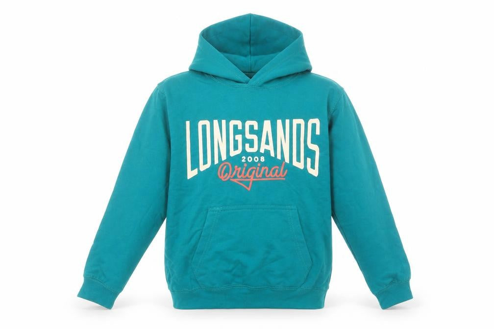 Longsands Boys Blue Pullover Hoodie Size L Cotton Blend Graphic Print