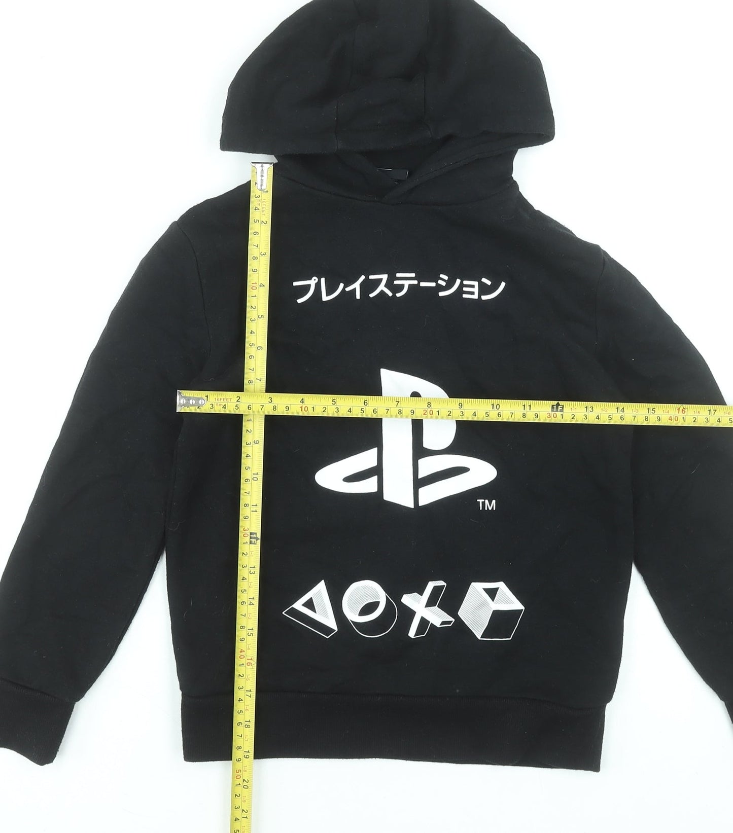 PlayStation Boys Black Pullover Hoodie 8-9 Years Cotton Blend Gamer Style