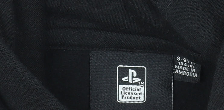 PlayStation Boys Black Pullover Hoodie 8-9 Years Cotton Blend Gamer Style
