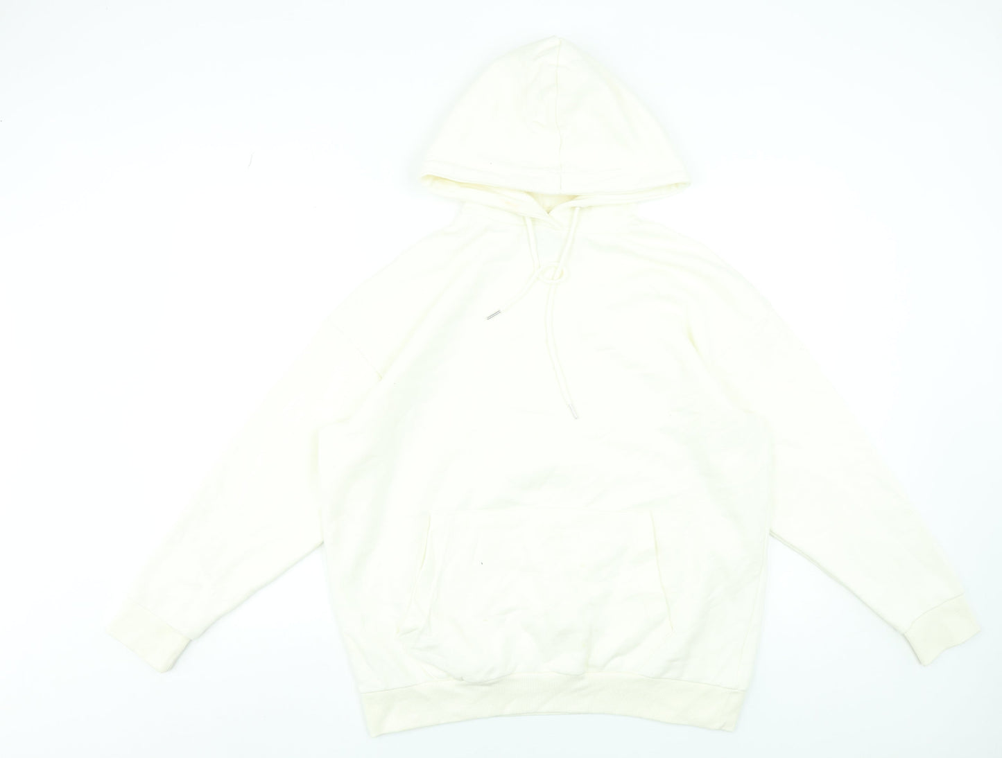 Boohoo Women Ivory Pullover Hoodie Small Relaxed Fit Casual
