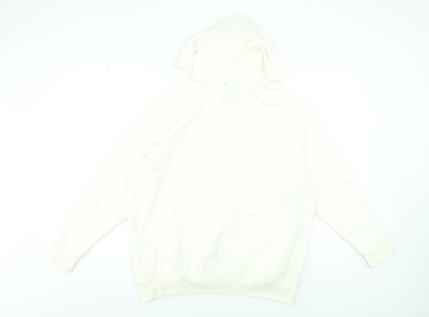 Boohoo Women Ivory Pullover Hoodie Small Relaxed Fit Casual