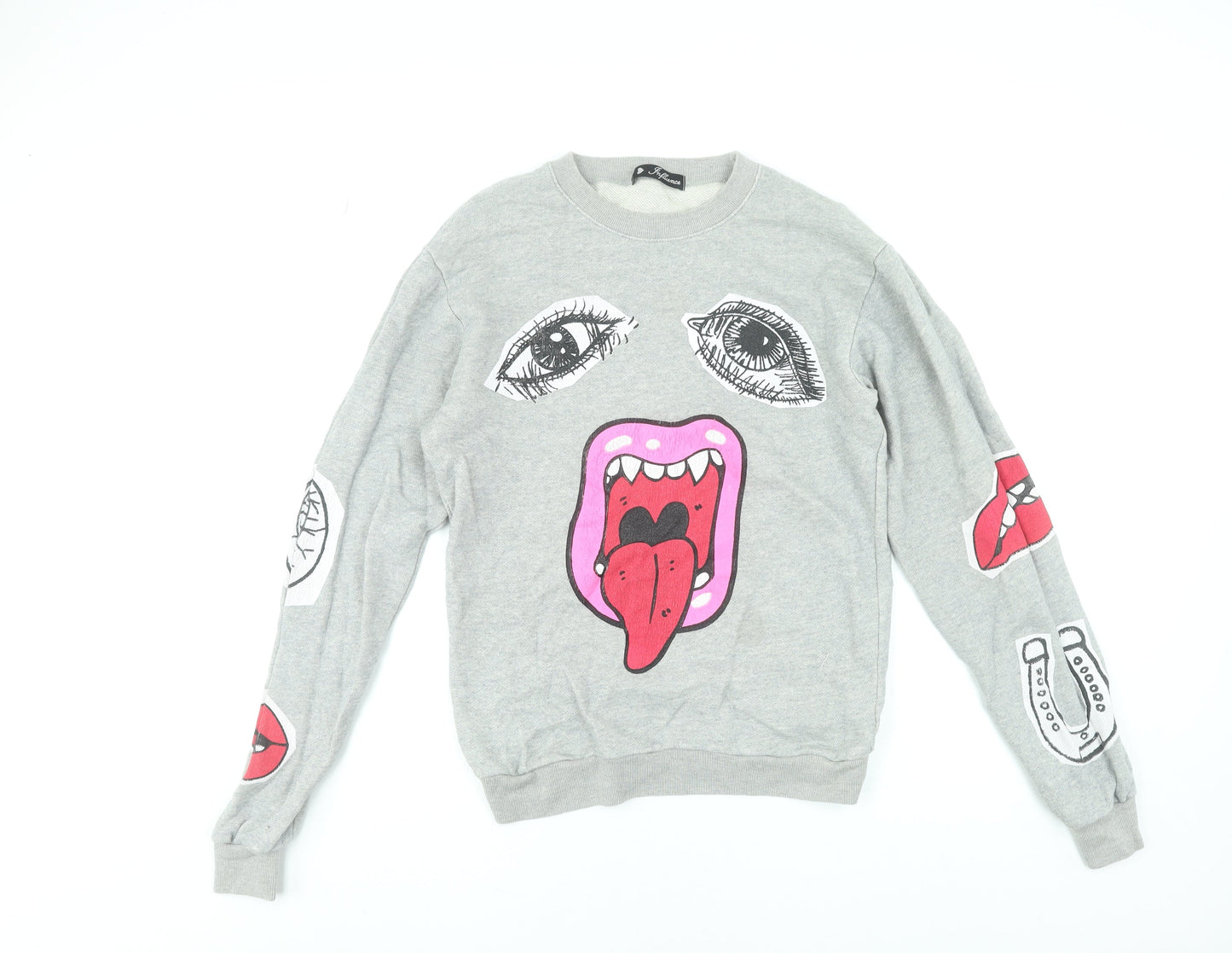 Influence Womens Grey Graphic Print Crew Neck Sweatshirt Size 12