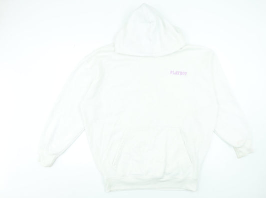 Playboy x Missguided White Oversized Hoodie Women Size 6 Graphic Print