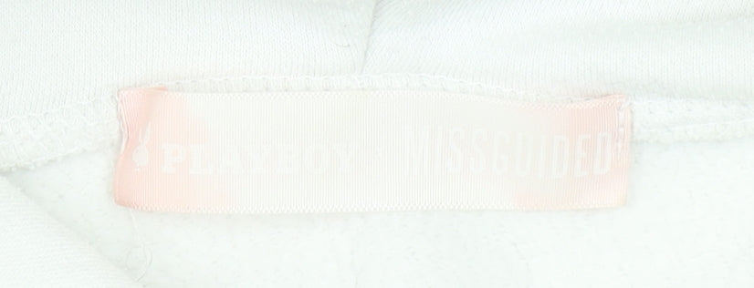 Playboy x Missguided White Oversized Hoodie Women Size 6 Graphic Print
