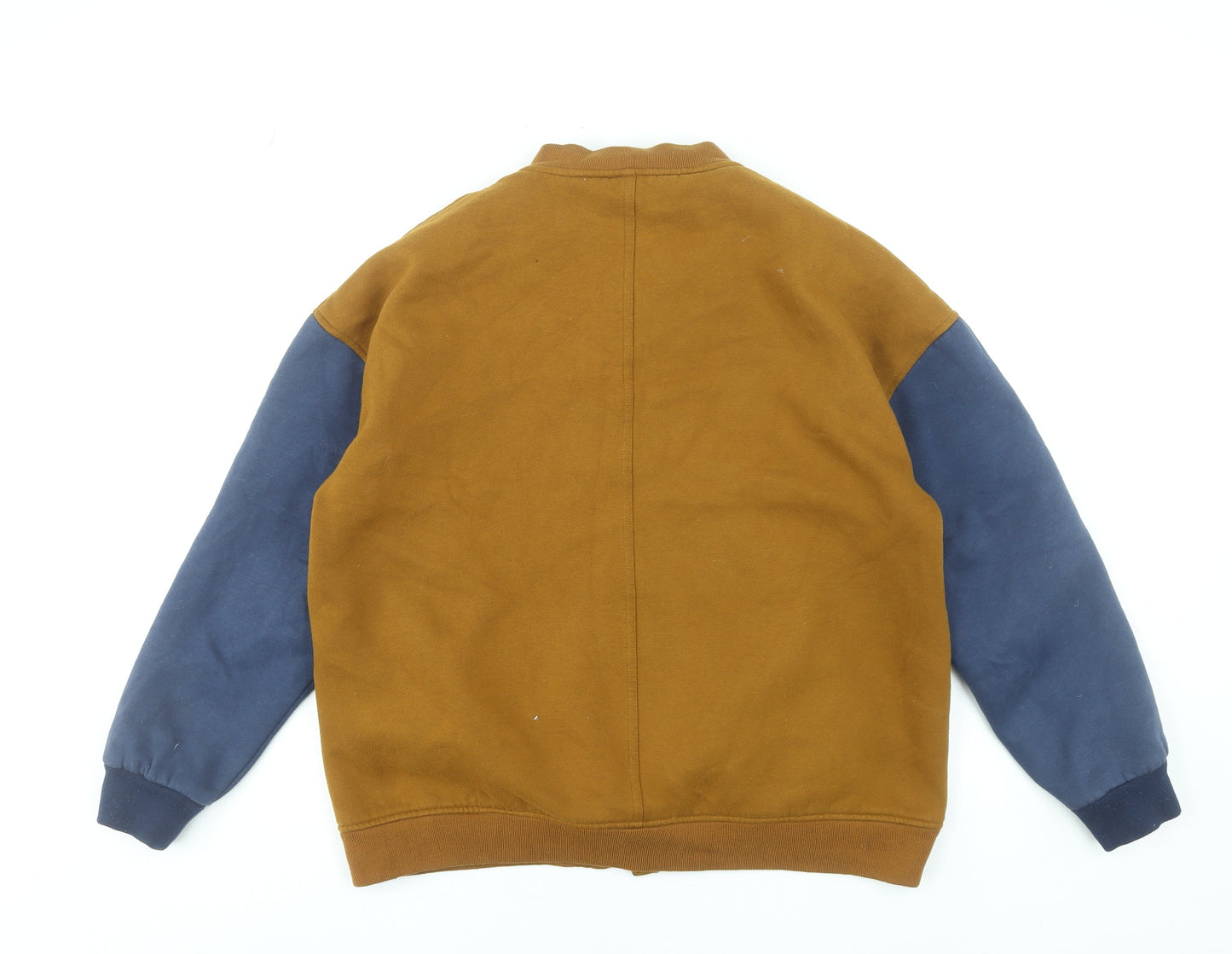 Gujee Men's Brown Varsity Jacket L Collared Cotton Retro Style