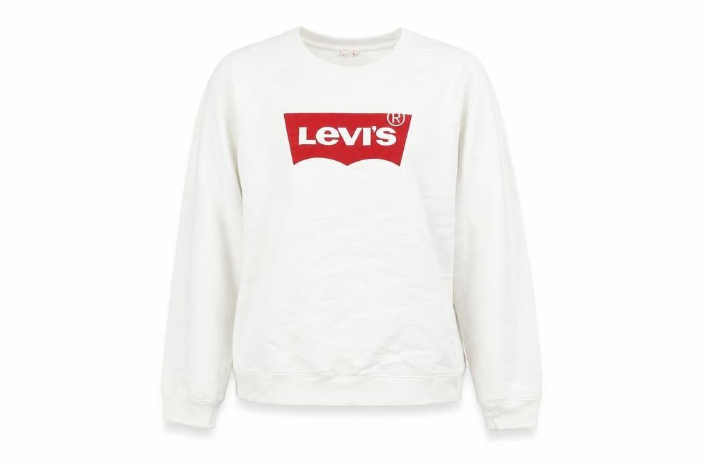 Levi's Women's White Logo Crew Neck Pullover Sweatshirt M