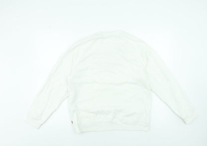 Levi's Women's White Logo Crew Neck Pullover Sweatshirt M