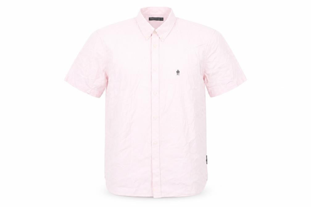 French Connection Men's Pink XL Button-Down Short Sleeve Cotton Shirt