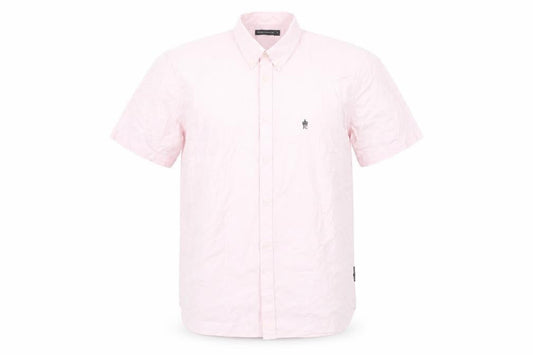French Connection Men's Pink XL Button-Down Short Sleeve Cotton Shirt